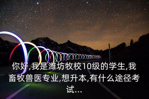你好,我是濰坊牧校10級的學生,我畜牧獸醫(yī)專業(yè),想升本,有什么途徑考試...
