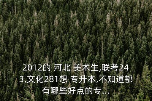 2012的 河北 美術(shù)生,聯(lián)考243,文化281想 專(zhuān)升本,不知道都有哪些好點(diǎn)的專(zhuān)...