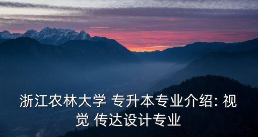 浙江農林大學 專升本專業(yè)介紹: 視覺 傳達設計專業(yè)