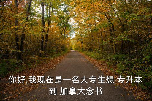 你好,我現在是一名大專生想 專升本到 加拿大念書