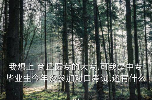 我想上 商丘醫(yī)專的大專,可我是中專畢業(yè)生今年沒參加對(duì)口考試,還有什么...