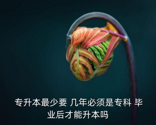  專升本最少要 幾年必須是?？?畢業(yè)后才能升本嗎