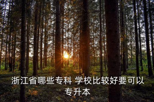  浙江省哪些?？?學校比較好要可以 專升本