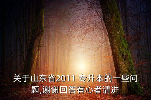 關(guān)于山東省2011 專升本的一些問題,謝謝回答有心者請(qǐng)進(jìn)