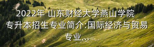 2022年 山東財(cái)經(jīng)大學(xué)燕山學(xué)院 專升本招生專業(yè)簡介:國際經(jīng)濟(jì)與貿(mào)易專業(yè)...