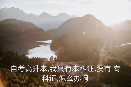 自考高升本,我只有本科證,沒有 ?？谱C,怎么辦啊