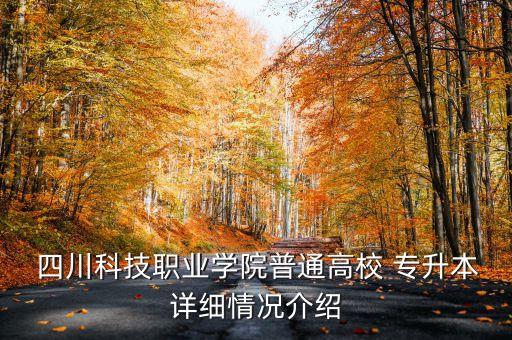  四川科技職業(yè)學(xué)院普通高校 專升本詳細(xì)情況介紹