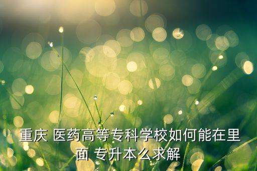  重慶 醫(yī)藥高等?？茖W校如何能在里面 專升本么求解