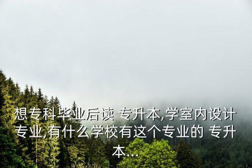 想?？飘厴I(yè)后讀 專升本,學(xué)室內(nèi)設(shè)計專業(yè),有什么學(xué)校有這個專業(yè)的 專升本...