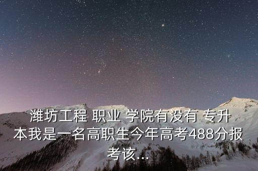 濰坊工程 職業(yè) 學院有沒有 專升本我是一名高職生今年高考488分報考該...