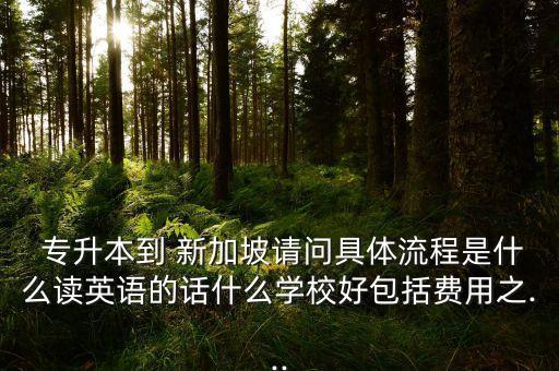  專升本到 新加坡請(qǐng)問(wèn)具體流程是什么讀英語(yǔ)的話什么學(xué)校好包括費(fèi)用之...