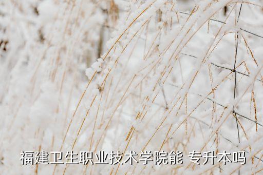  福建衛(wèi)生職業(yè)技術(shù)學(xué)院能 專升本嗎
