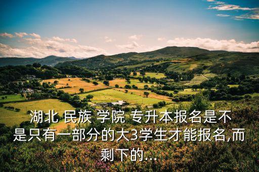  湖北 民族 學院 專升本報名是不是只有一部分的大3學生才能報名,而剩下的...