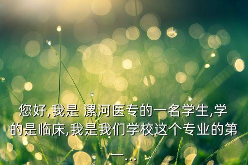 您好,我是 漯河醫(yī)專的一名學生,學的是臨床,我是我們學校這個專業(yè)的第一...