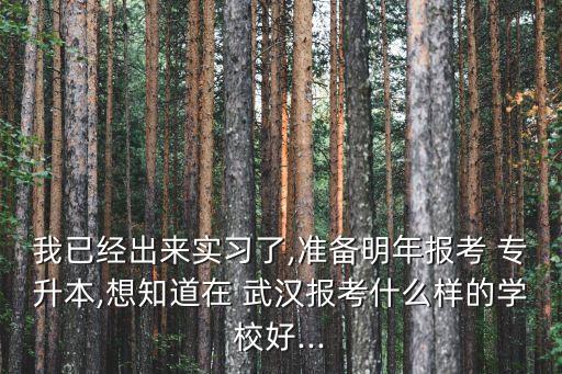 我已經(jīng)出來實習了,準備明年報考 專升本,想知道在 武漢報考什么樣的學校好...