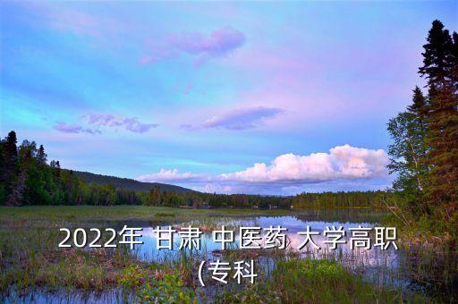2022年 甘肅 中醫(yī)藥 大學(xué)高職(專科
