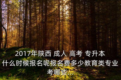 2017年陜西 成人 高考 專(zhuān)升本什么時(shí)候報(bào)名呢報(bào)名費(fèi)多少教育類(lèi)專(zhuān)業(yè)考哪些...
