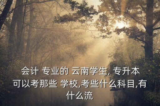  會計 專業(yè)的 云南學生, 專升本可以考那些 學校,考些什么科目,有什么流