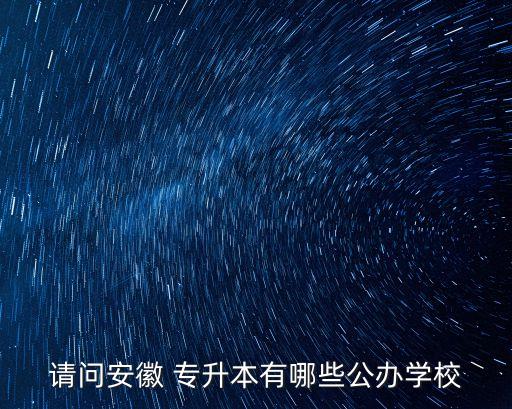 請問安徽 專升本有哪些公辦學校