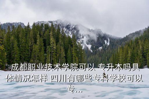  成都職業(yè)技術(shù)學(xué)院可以 專升本嗎具體情況怎樣 四川有哪些專科學(xué)?？梢詫?..