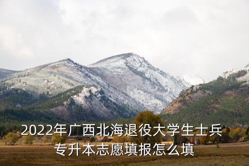 2022年廣西北海退役大學(xué)生士兵 專升本志愿填報(bào)怎么填