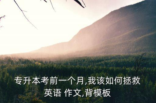  專升本考前一個月,我該如何拯救 英語 作文,背模板