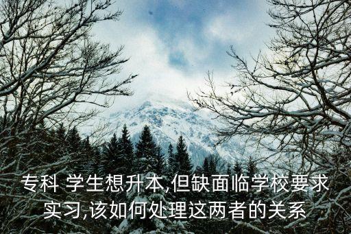 專科 學(xué)生想升本,但缺面臨學(xué)校要求實(shí)習(xí),該如何處理這兩者的關(guān)系