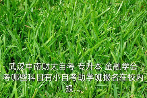武漢中南財大自考 專升本 金融學會考哪些科目有小自考助學班報名在校內(nèi)報...