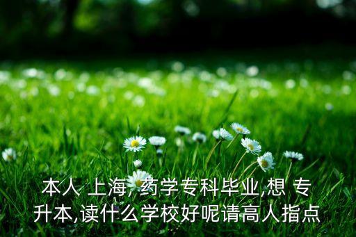 本人 上海, 藥學(xué)專(zhuān)科畢業(yè),想 專(zhuān)升本,讀什么學(xué)校好呢請(qǐng)高人指點(diǎn)