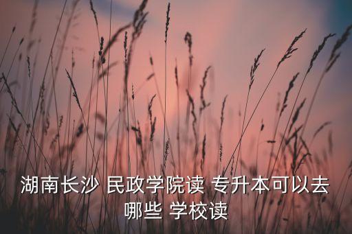 湖南長(zhǎng)沙 民政學(xué)院讀 專(zhuān)升本可以去哪些 學(xué)校讀
