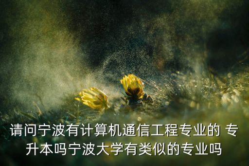 請問寧波有計(jì)算機(jī)通信工程專業(yè)的 專升本嗎寧波大學(xué)有類似的專業(yè)嗎