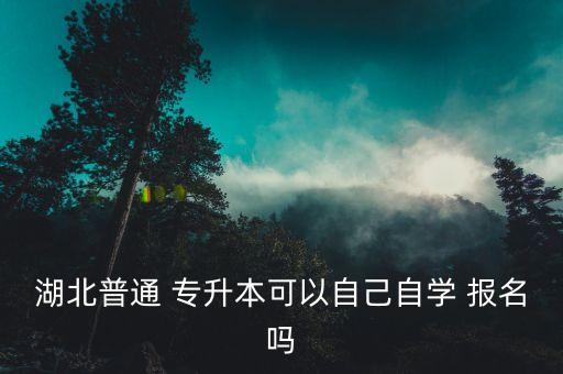 湖北普通 專升本可以自己自學(xué) 報名嗎