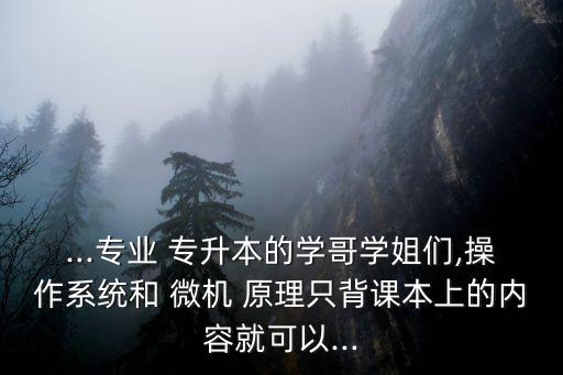 ...專業(yè) 專升本的學哥學姐們,操作系統(tǒng)和 微機 原理只背課本上的內容就可以...