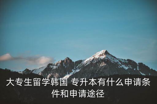 大專生留學韓國 專升本有什么申請條件和申請途徑