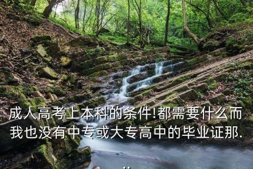 成人高考上本科的條件!都需要什么而我也沒有中?；虼髮８咧械漠厴I(yè)證那...