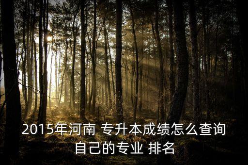 2015年河南 專升本成績?cè)趺床樵冏约旱膶I(yè) 排名