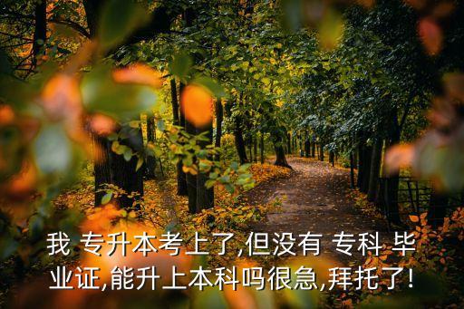 我 專升本考上了,但沒(méi)有 ?？?畢業(yè)證,能升上本科嗎很急,拜托了!