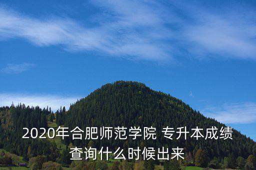 2020年合肥師范學院 專升本成績查詢什么時候出來