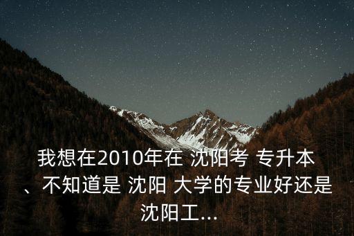 我想在2010年在 沈陽(yáng)考 專升本、不知道是 沈陽(yáng) 大學(xué)的專業(yè)好還是 沈陽(yáng)工...