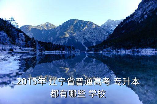 2015年 遼寧省普通高考 專升本都有哪些 學校