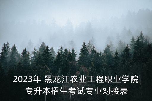 2023年 黑龍江農(nóng)業(yè)工程職業(yè)學(xué)院 專升本招生考試專業(yè)對(duì)接表