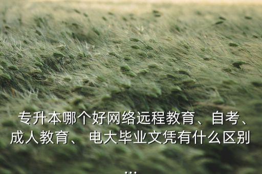  專升本哪個好網(wǎng)絡遠程教育、自考、成人教育、 電大畢業(yè)文憑有什么區(qū)別...