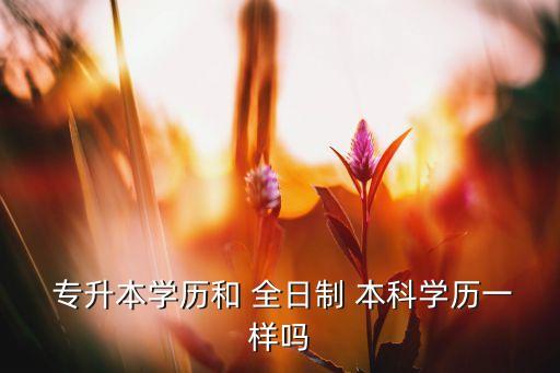  專升本學歷和 全日制 本科學歷一樣嗎