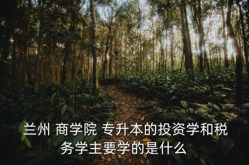  蘭州 商學(xué)院 專升本的投資學(xué)和稅務(wù)學(xué)主要學(xué)的是什么