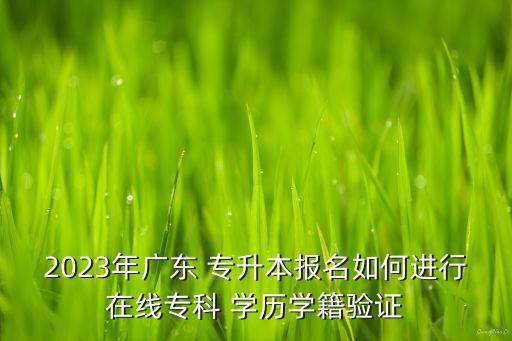2023年廣東 專升本報(bào)名如何進(jìn)行在線專科 學(xué)歷學(xué)籍驗(yàn)證