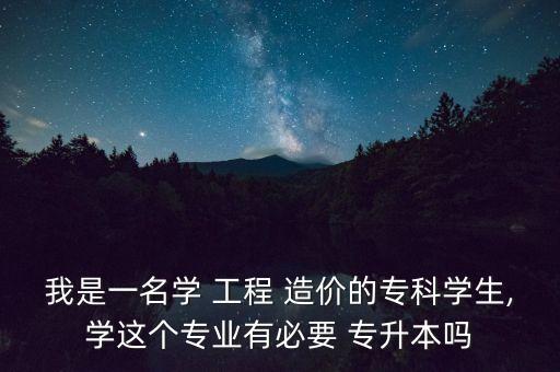 我是一名學(xué) 工程 造價(jià)的專科學(xué)生,學(xué)這個(gè)專業(yè)有必要 專升本嗎