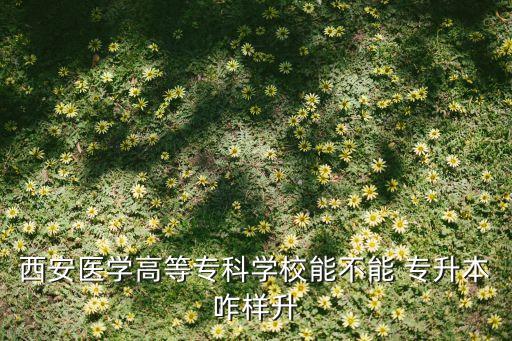 西安醫(yī)學(xué)高等?？茖W(xué)校能不能 專升本咋樣升