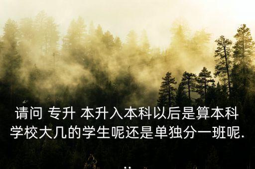 請(qǐng)問(wèn) 專升 本升入本科以后是算本科學(xué)校大幾的學(xué)生呢還是單獨(dú)分一班呢...