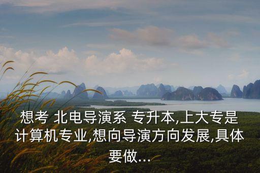 想考 北電導(dǎo)演系 專升本,上大專是計算機(jī)專業(yè),想向?qū)а莘较虬l(fā)展,具體要做...