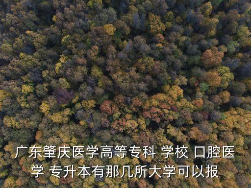 廣東肇慶醫(yī)學(xué)高等?？?學(xué)校 口腔醫(yī)學(xué) 專升本有那幾所大學(xué)可以報(bào)
